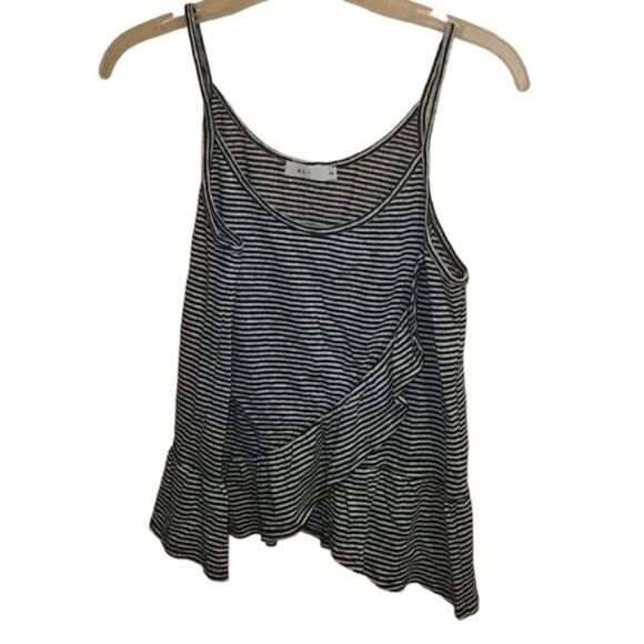 A.L.C. Ava Striped Ruffle Linen Tank Top - Picture 2 of 9
